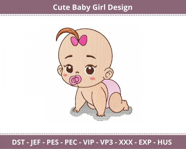 Cute Baby Girl Machine Embroidery Designs