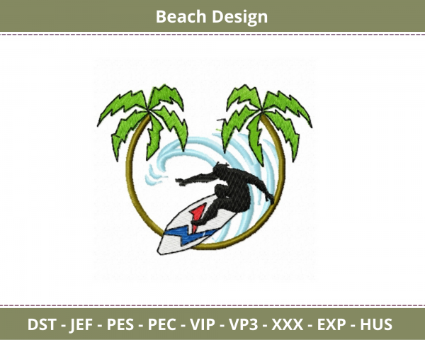 Beach Machine Embroidery Designs-1 Size-instant download