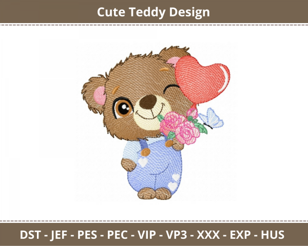 Cute Teddy Machine Embroidery Designs
