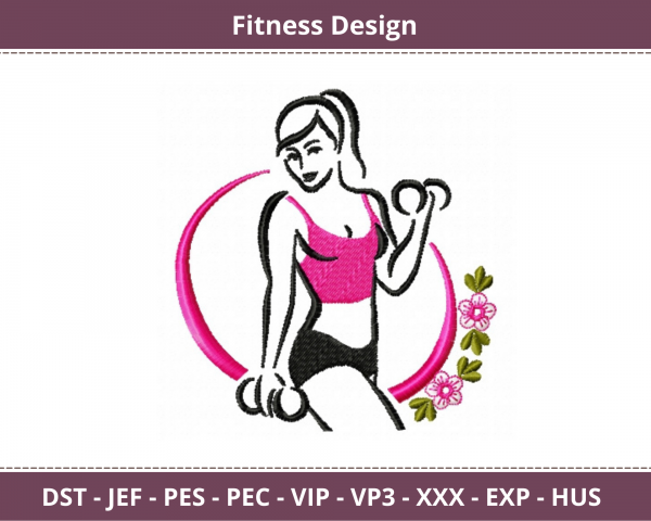 Fitness Girl Machine Embroidery Designs-1 Size-instant download