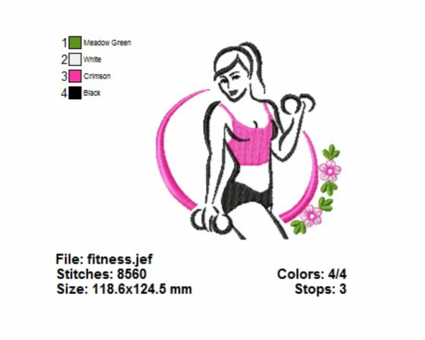 Fitness Girl Machine Embroidery Designs-1 Size-instant download