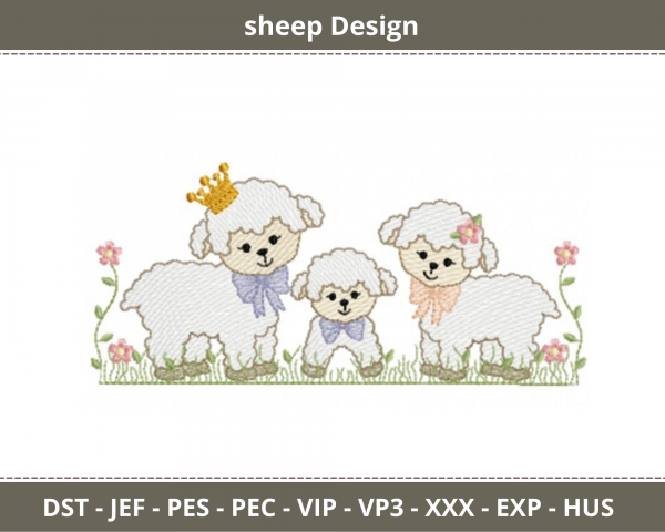 Sheep Animal Machine Embroidery Designs
