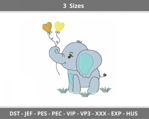 Elephant Machine Embroidery Designs-3 Sizes-instant download