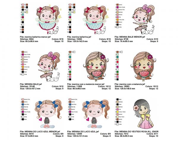 Little Girl Machine Embroidery Designs-2 Sizes-7 Types-instant download
