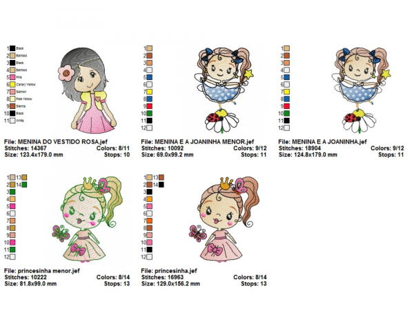 Little Girl Machine Embroidery Designs-2 Sizes-7 Types-instant download
