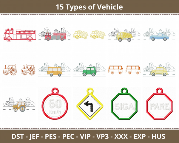 Vehicles Machine Embroidery Designs-15 Types-instant download