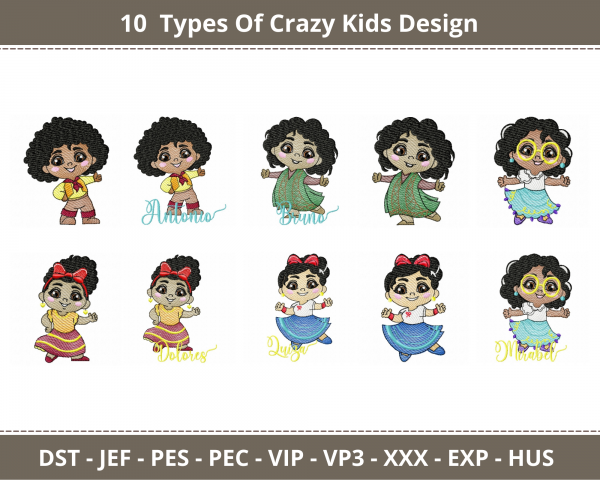 Crazy Girl Machine Embroidery Designs-10 Types-instant download