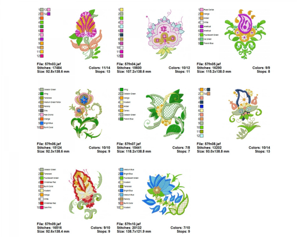 Creative Flowers Machine Embroidery Designs-20 Types-instant download