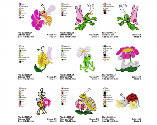 Insects Machine Embroidery Designs-9 Types-instant download
