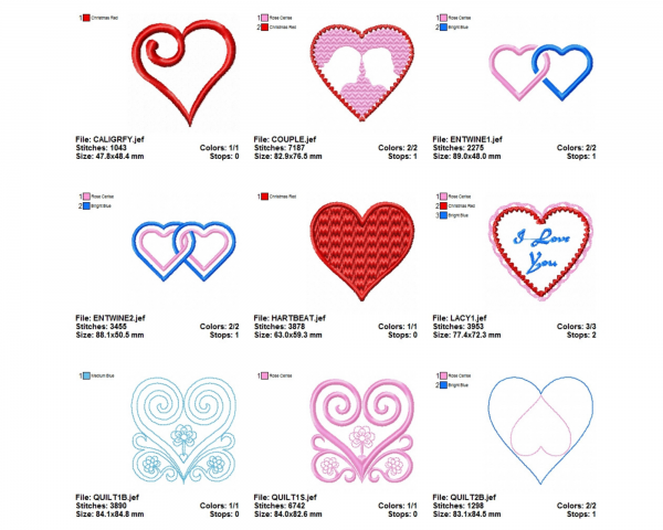 Creative Heart Machine Embroidery Designs-15 Types-instant download