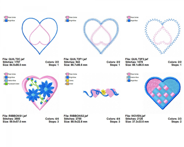 Creative Heart Machine Embroidery Designs-15 Types-instant download