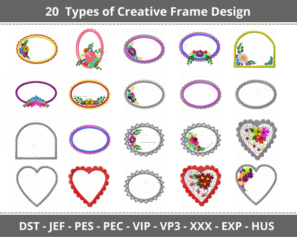 Creative Frame Machine Embroidery Designs-20 Types-instant download