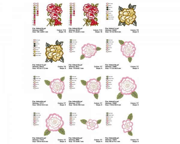 Rose Machine Embroidery Designs-11 Types-2 Sizes-instant download
