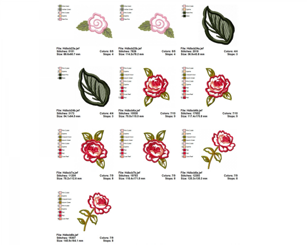 Rose Machine Embroidery Designs-11 Types-2 Sizes-instant download