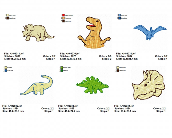 Dinosaur Machine Embroidery Designs-15 Types-instant download