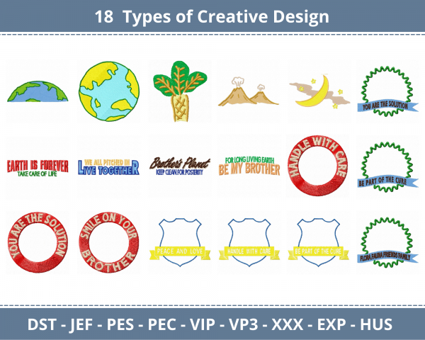 Creative Machine Embroidery Designs-18 Types-instant download