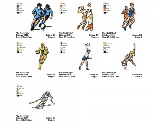 Sport Machine Embroidery Designs-16 Types-instant download