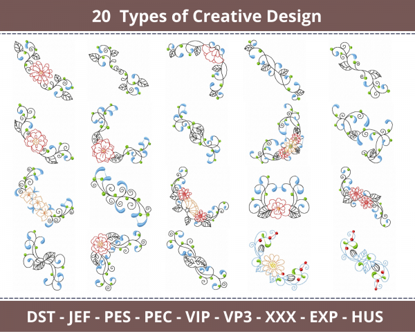 Creative Machine Embroidery Designs-20 Types-instant download