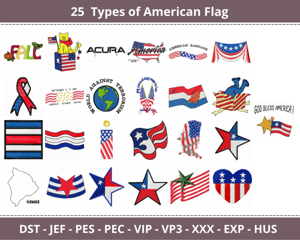 American Flag Machine Embroidery Designs