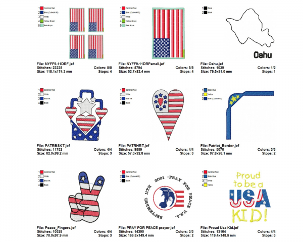 American Flag Machine Embroidery Designs-25 Types-instant download