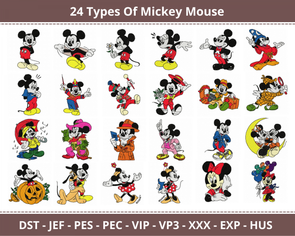 Mickey & Minnie Mouse Machine Embroidery Designs