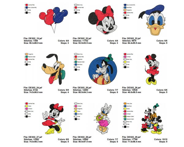 Mickey & Minnie Mouse Machine Embroidery Designs-27 Types-instant download