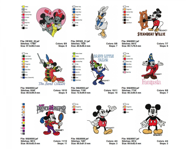Mickey & Minnie Mouse Machine Embroidery Designs-27 Types-instant download