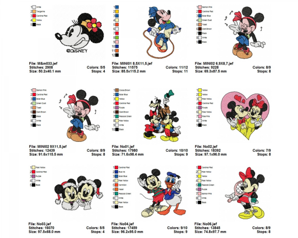 Mickey & Minnie Mouse Machine Embroidery Designs-26 Types-instant download