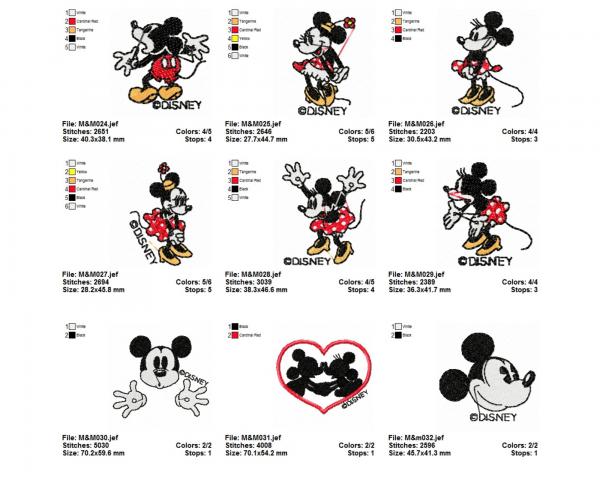 Mickey & Minnie Mouse Machine Embroidery Designs-26 Types-instant download