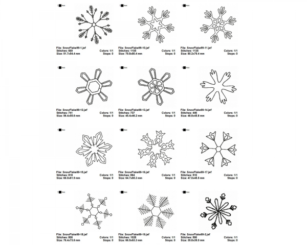 Snowflake Machine Embroidery Designs-28 Types-instant download