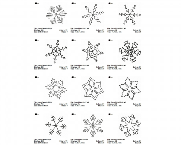 Snowflake Machine Embroidery Designs-28 Types-instant download