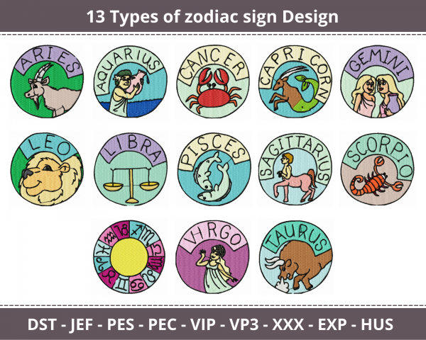 Zodiac Sign Machine Embroidery Designs