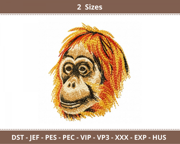 Chimpanzee Machine Embroidery Designs-2 Sizes-instant download