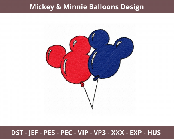 Mickey & Minnie Balloons Machine Embroidery Designs-instant download