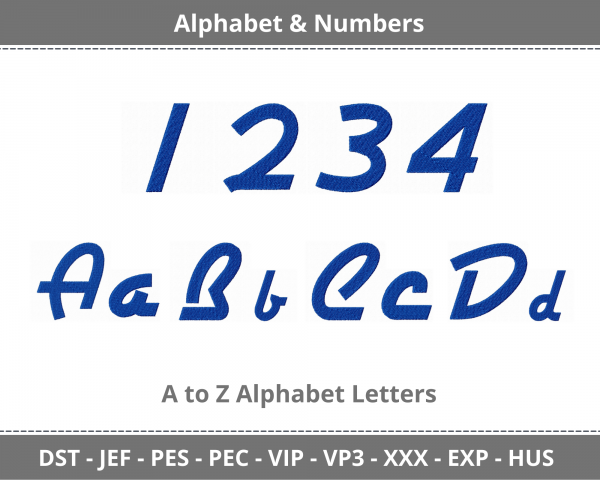 Air stream Alphabet & Numbers Machine Embroidery Designs