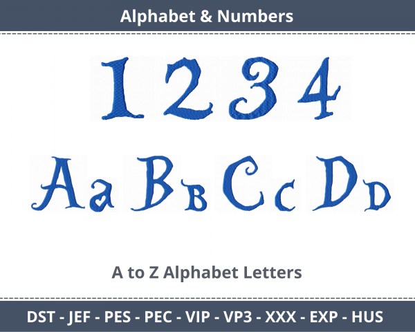 Alice Font Alphabet & Numbers Machine Embroidery Designs