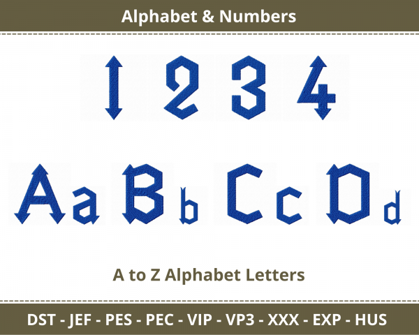 Arrow head Lake Alphabet & Numbers Machine Embroidery Designs