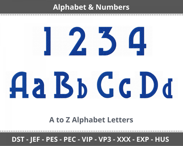 Blue Plate Alphabet & Numbers Machine Embroidery Designs