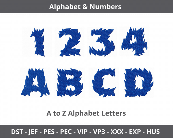 Fire Cat Alphabet & Numbers Machine Embroidery Designs