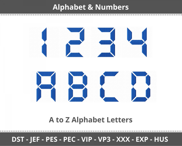 LCD Alphabet & Numbers Machine Embroidery Designs