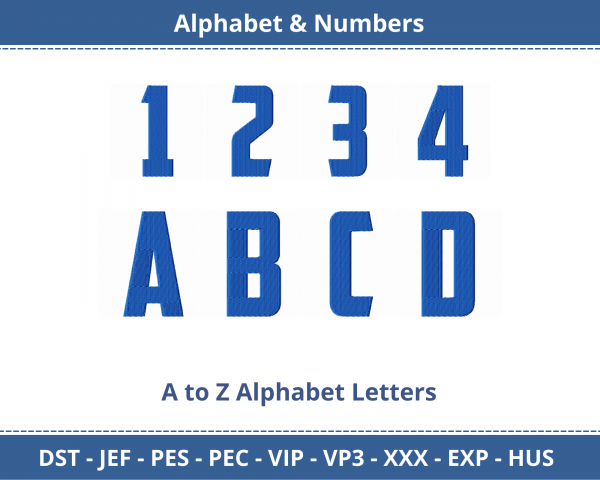 Major American Alphabet & Numbers Machine Embroidery Designs