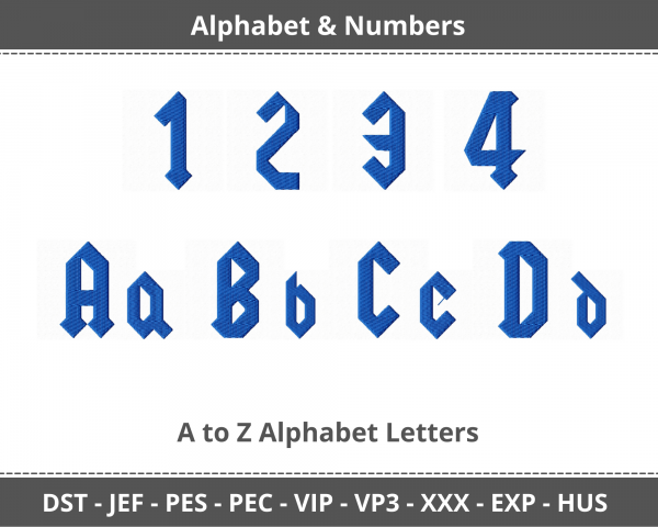 Yeller Alphabet & Numbers Machine Embroidery Designs