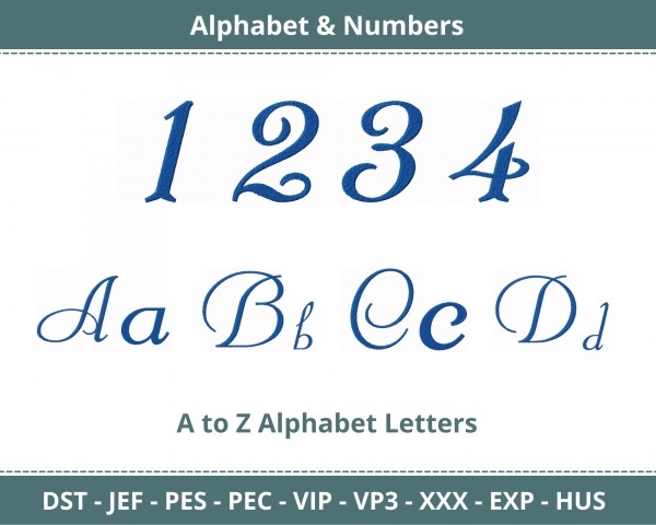 Kleukens Kursive Alphabet & Numbers Machine Embroidery Designs