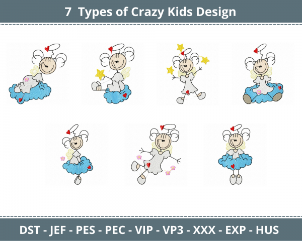 Crazy Kids Machine Embroidery Designs