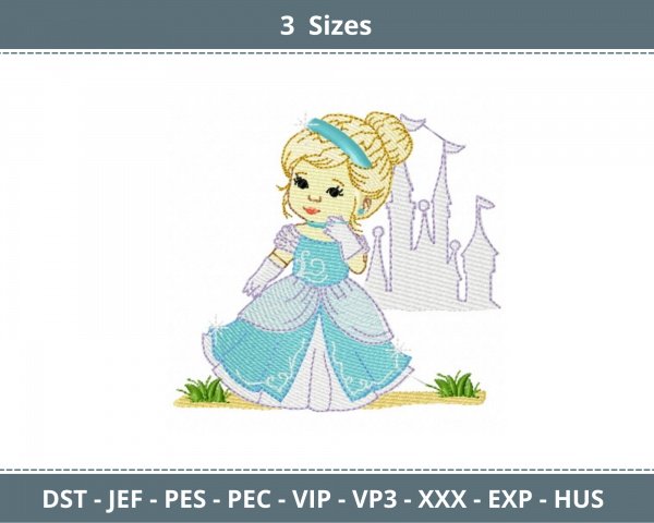 Cinderella Machine Embroidery Designs-3 Sizes-instant download