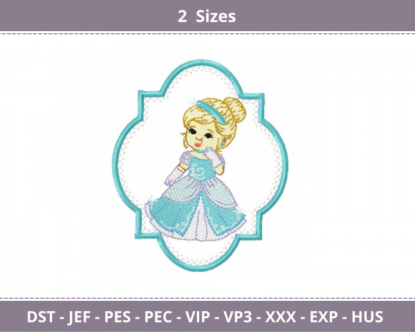 Cinderella Machine Embroidery Designs-2 Sizes-instant download