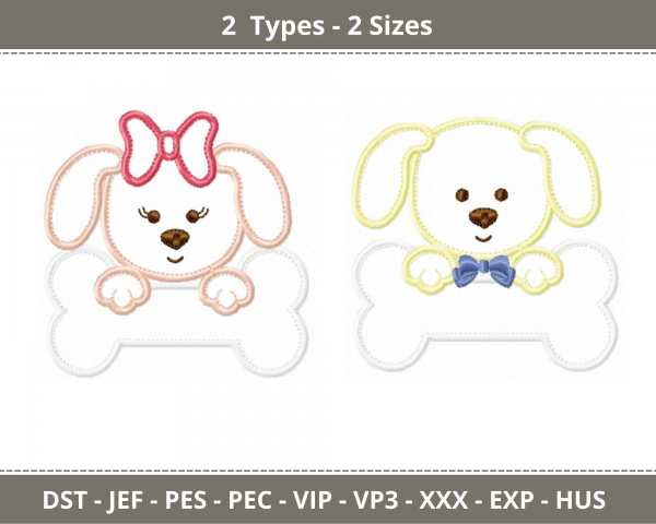 Cute Dog Machine Embroidery Designs-2 Sizes-2 Types-instant download