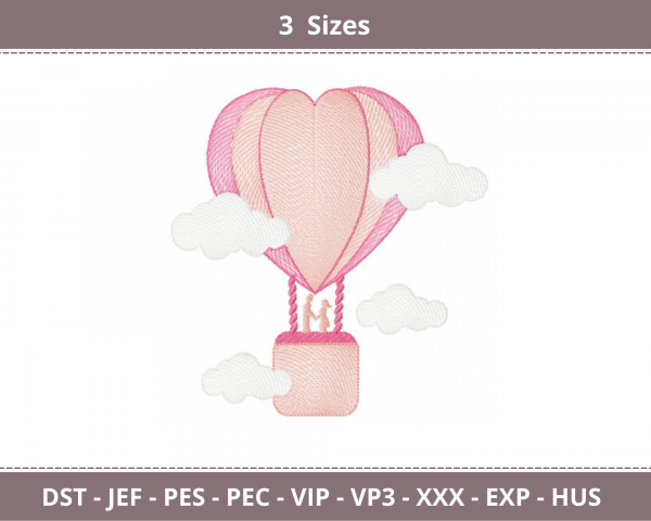 Air Balloon Machine Embroidery Designs-3 Sizes-instant download