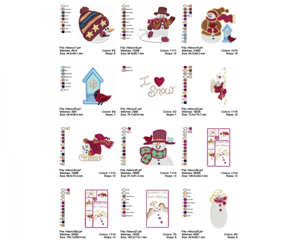 Snowman Machine Embroidery Designs-18 Types-instant download