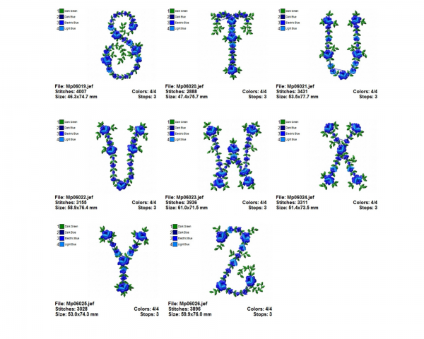 Floral Alphabet Machine Embroidery Designs-A to Z Letters-instant download